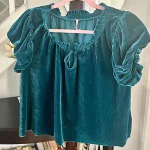 Teal Free People Velvet Top